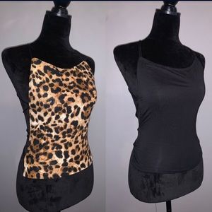 Bundle of 2! Animal Print & Black Lace Up Top